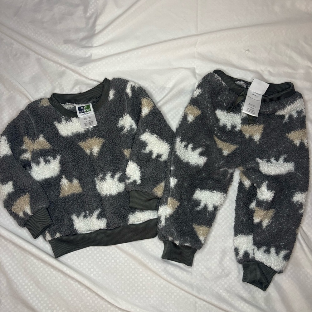 Cozy Kids Fleece Matching Set - Gray and White